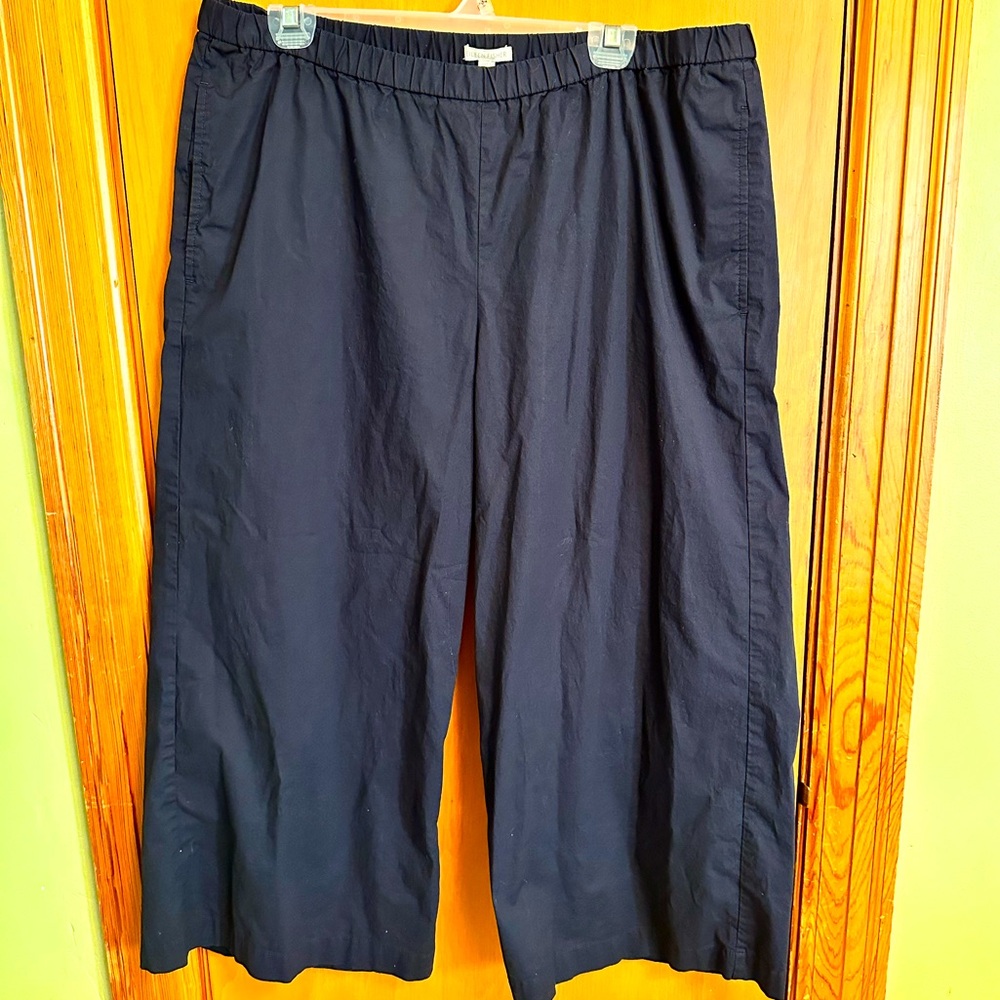 Eileen Fisher Pants Women's dark navy cotton Wide leg Elastic Large